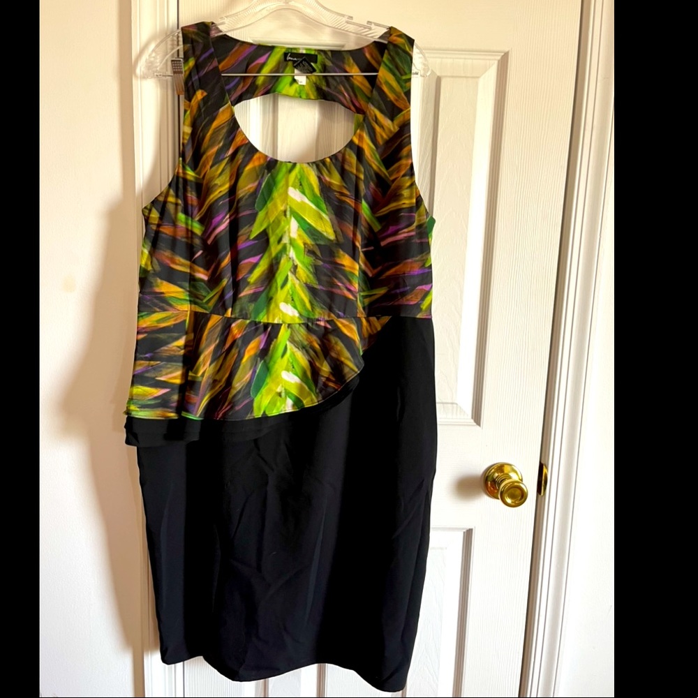 Lane Bryant Black Dress with Green Leaves